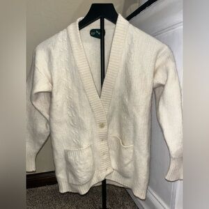 Boundary Waters Sweater Lambs Wool Size Medium Cream White Button Up Pockets
